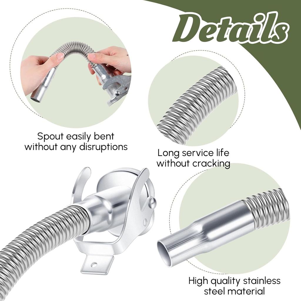 BBTO 1 Pcs Flexible Jerry Can Spout Stainless Steel Long Nose Spout Replacement Compatible With Wavian Jerry Can (Silver)