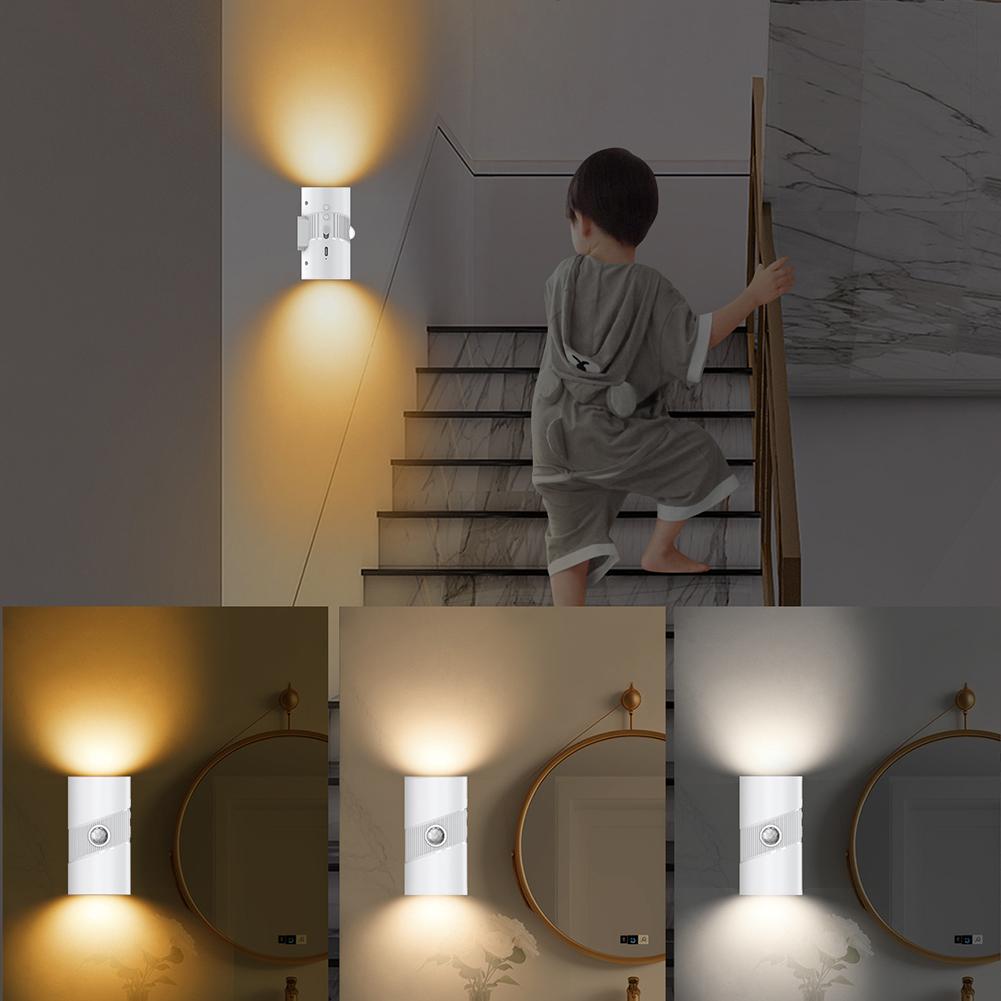 LED Intelligent Wall Lamp with Motion Sensor Wireless Night Light Adjustable Atmosphere Light for Bedroom Living Room Lighting