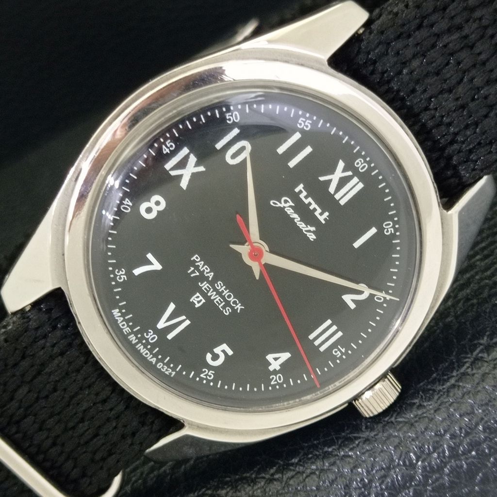

HAND-WINDING VINTAGE HMT JANATA INDIAN MENS BLACK COLOR DIAL WATCH a700065-5 R201-a700065