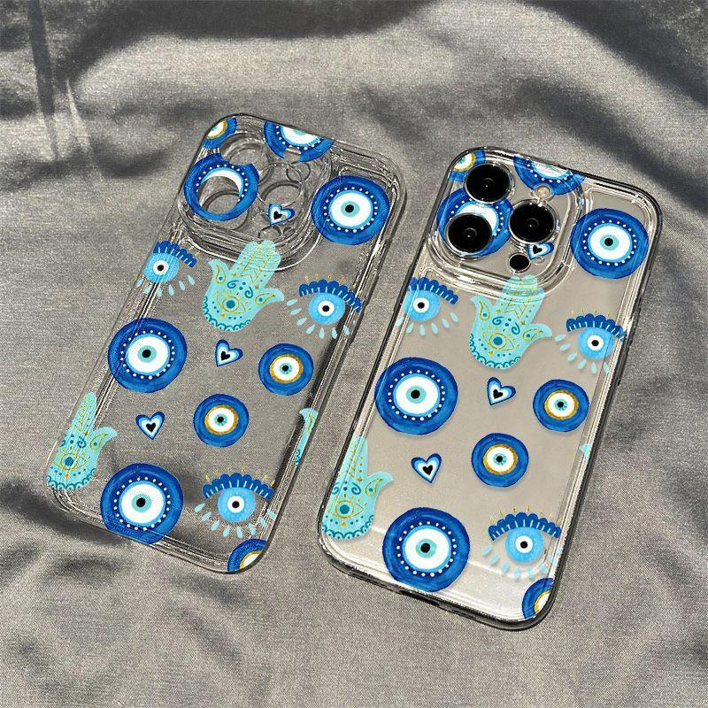 European and American blue eyes are suitable for iPhone17promax Apple 16 mobile phone case 14/13 fine hole 15 anti-drop.
