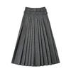 Korean Vintage Gray Pleated A-Line Midi Skirt