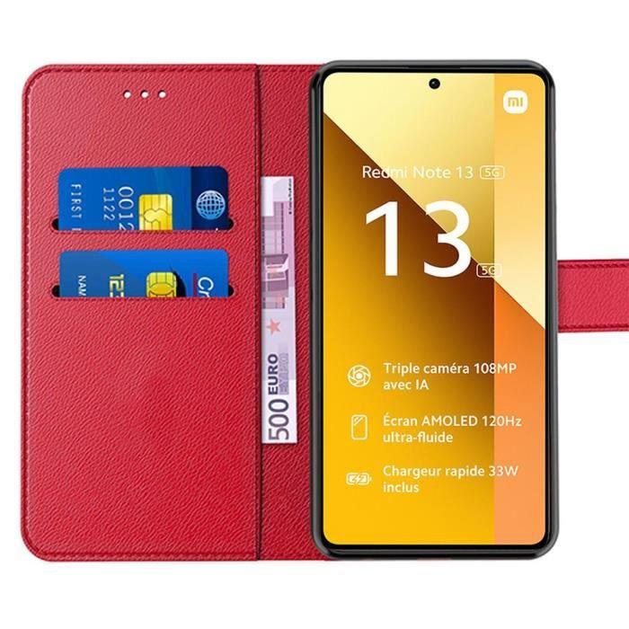 Etui - E.F.CONNECTION - Pour Xiaomi Redmi Note 13 5G - Cuir PU - Protection antichocs - Béquille réglable