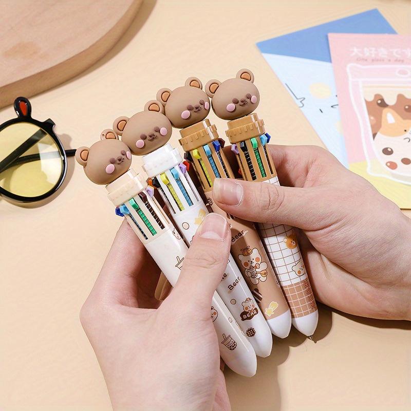 5 Cute Little Bear Ten-color Pen Cartoon Press 10 Color Ballpoint Pen Stationery Multi-color Hand Pen Graffiti Pen Oil Pen
