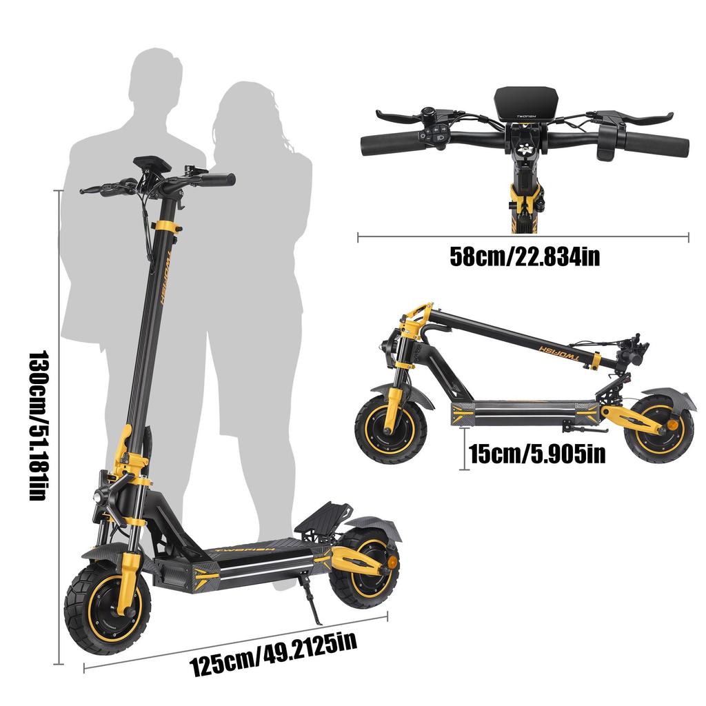 Twofish TW3PRO Adult Electric Scooter 2000W Motor 52V 23Ah Battery 11 Inch Tires High Power All-Terrain Off-Road Riding E-Scooter