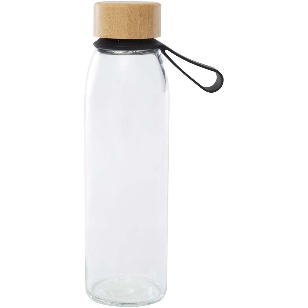 Bottle, cristal 500 ml with handle de silicona and lid de bamboo "Porto" Deep Black