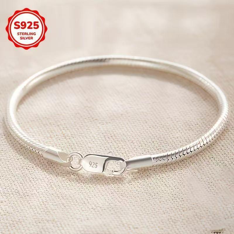 Snake Bone S925 Silver-Plated Bracelet: Personalized Luxury Versatile Couples Jewelry for Men and Women
