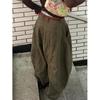 Y2K Vintage Washed Women Jeans Harajuku Scimitar Wide Leg American Retro Denim Pants Baggy High Waisted Trousers