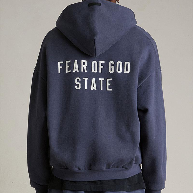 Fear of God Essentials Heavy Fleece Full Zip Hoodie Marine Blue Men Tops 192HO246244F