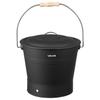 Ash Bucket, 4 PCS with Lid, Shovel, Broom and Gloves, Metal Fireplace Charcoal Bucket and Ash Can, 9.8L Large Capacity for Fireplace, Fire Pits, Wood