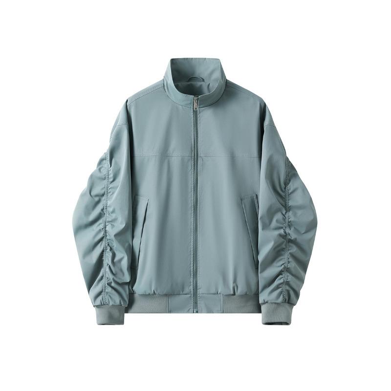 American Retro Jacket Stand-up Collar Jacket Men's Autumn and Winter Solid Color Casual Loose Zipper Jacket