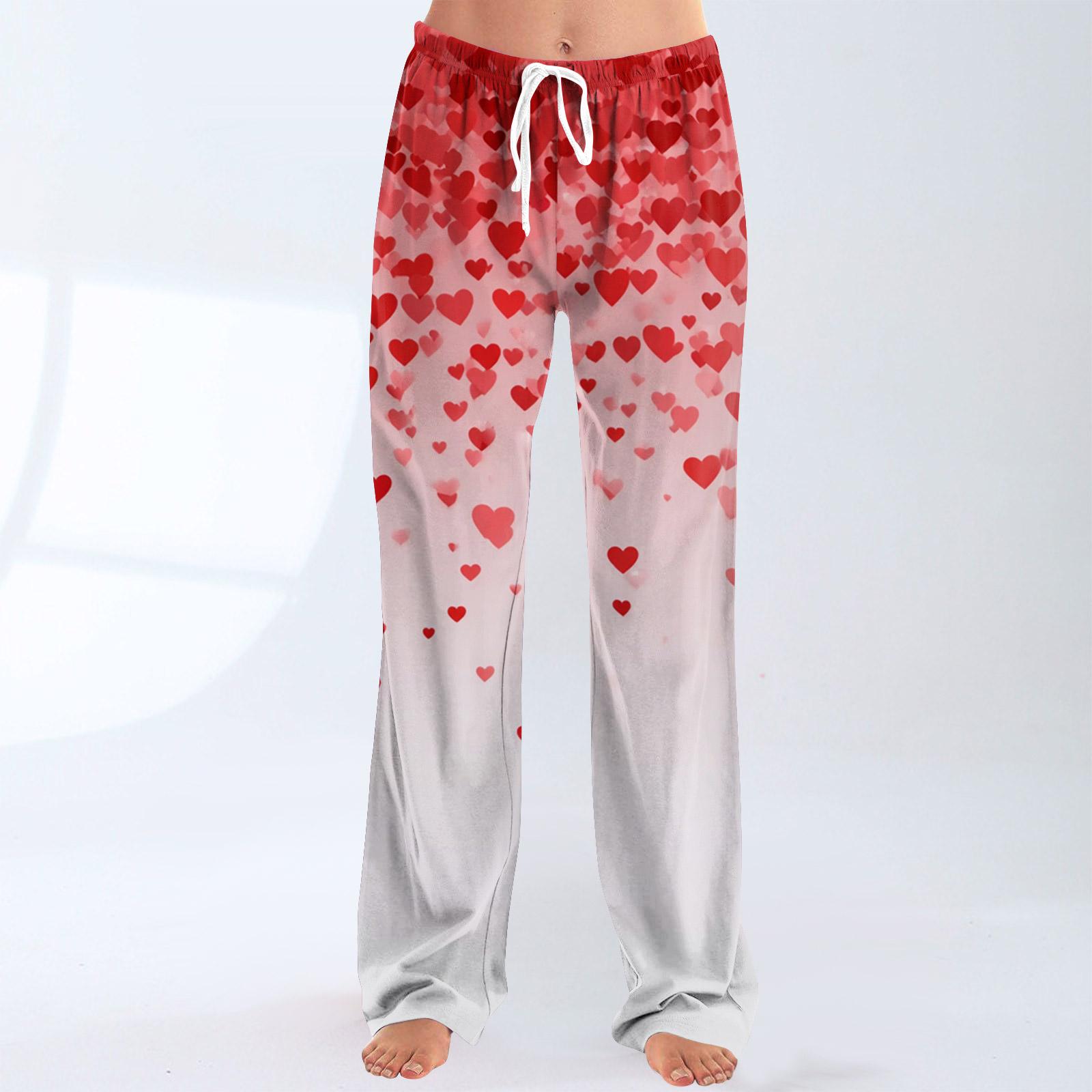 

Women s Fashionable Loose Casual Trousers With Valentine s Day Heart Print XL