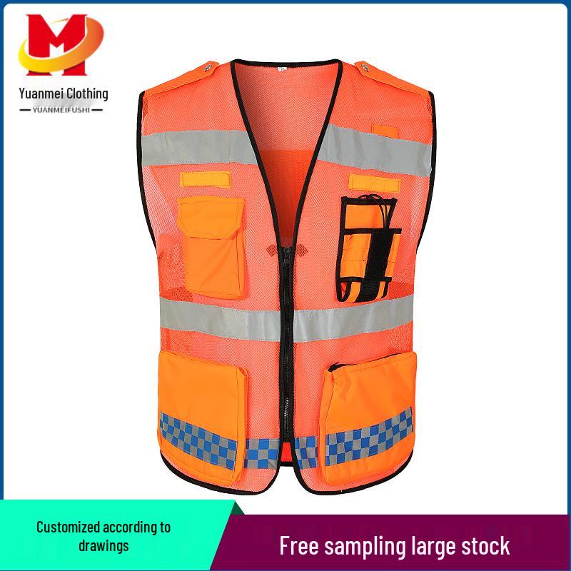 

Custom Multi-Pocket Reflective Safety Vest with Images for Construction and Highway Use One Size оранжевый