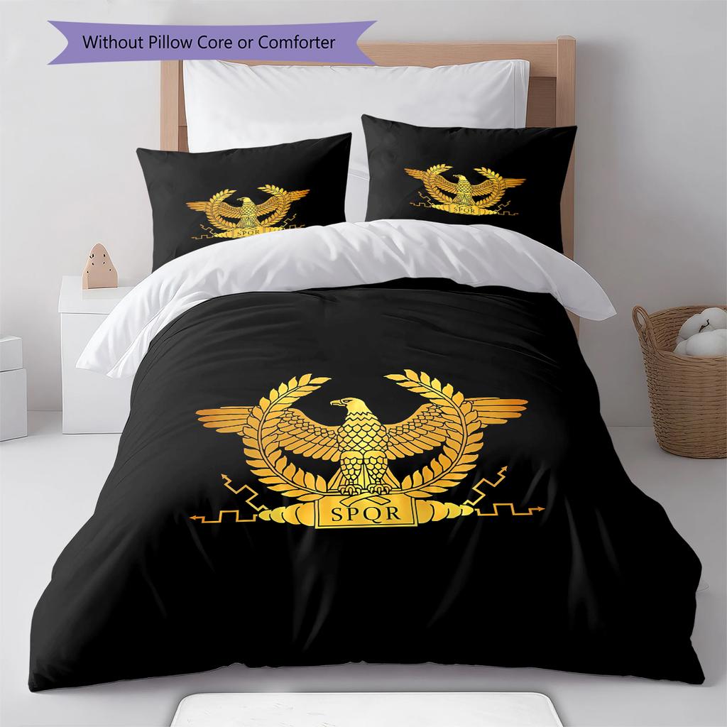 Roman SPQR Pattern Bedding,Quilt Set Quilt Cover Pillowcase Home Birthday Gift (1 * duvet cover + 2 * pillowcase, without core)