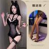 Sexy Queen Uniform Patent Leather Tight Binding Transparent Lingerie Set For Women
