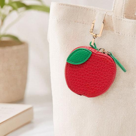 Faux Leather Coin Wallet, Fruity Pattern Mini Wallet, Portable Headphone Case Pouch, Bag Keychain Pendant Gift Accessory