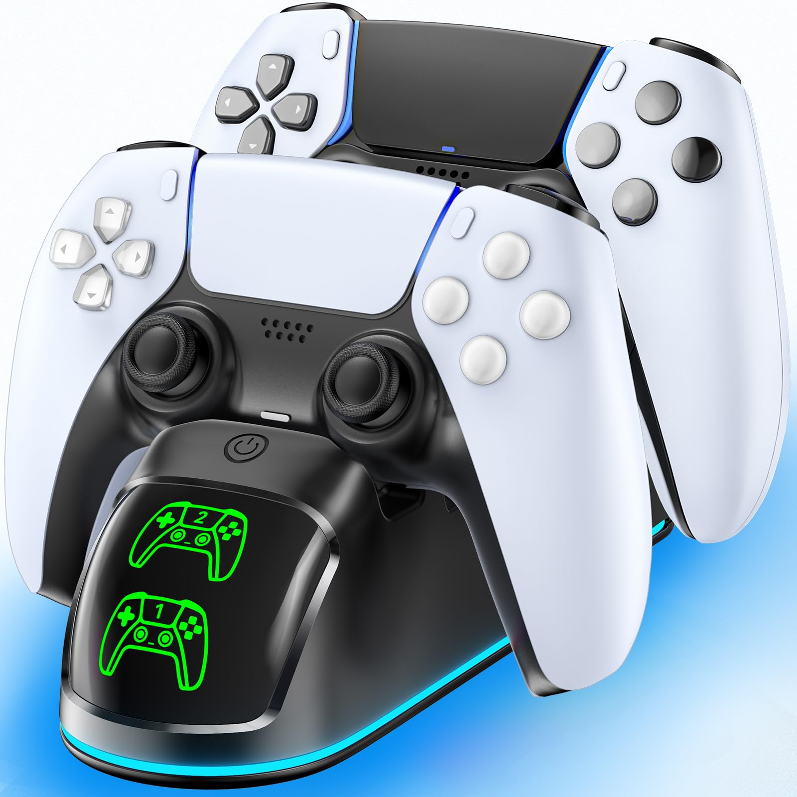 

PS5 Controller Charging Fast Charges Two Controllers Simply Place Them on the Prevents Features RGB Includes Japanese Instruction Compatible with PS5 чорний