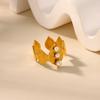 Imitation Pearl Leaf Rings For Women Men Gold Color Stainless Steel Ring Wedding Female Jewelry Christmas Gift Accessories