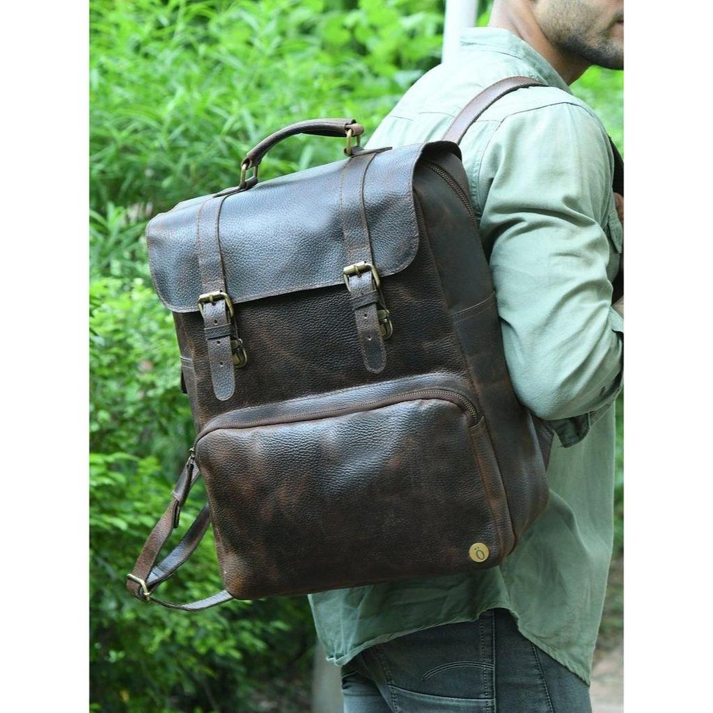 Leather Laptop Backpack – Handmade Vintage Travel Rucksack | Personalised Gift for Him Christmas