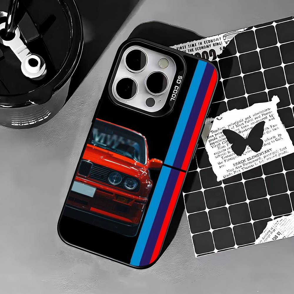 E-E30 Car Phone Case For iPhone 17,16,15,14,13,12,11 Plus,Pro Max,XS,Colored Silver Phone Case