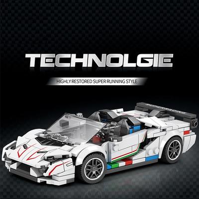 348PCS Blocs de Construction Modèle Voiture de Course Ville 1:Véhicule de Vitesse à l'Échelle 24 Modèle de Voiture Briques Ornements de Bureau Jouets DIY Cadeaux pour Enfants