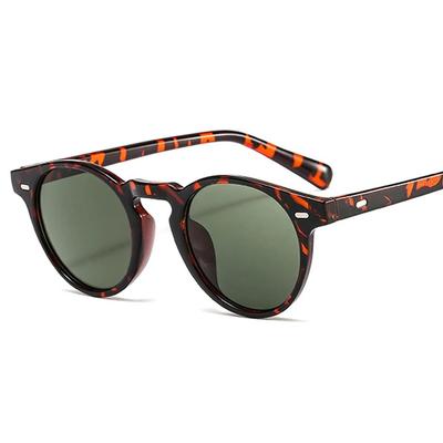 Ochelari de soare vintage leopard clasici pentru femei Ochelari de soare rotunzi cu ochi de pisică pentru femei Ochelari de soare cu rame mici în stil retro pentru femei