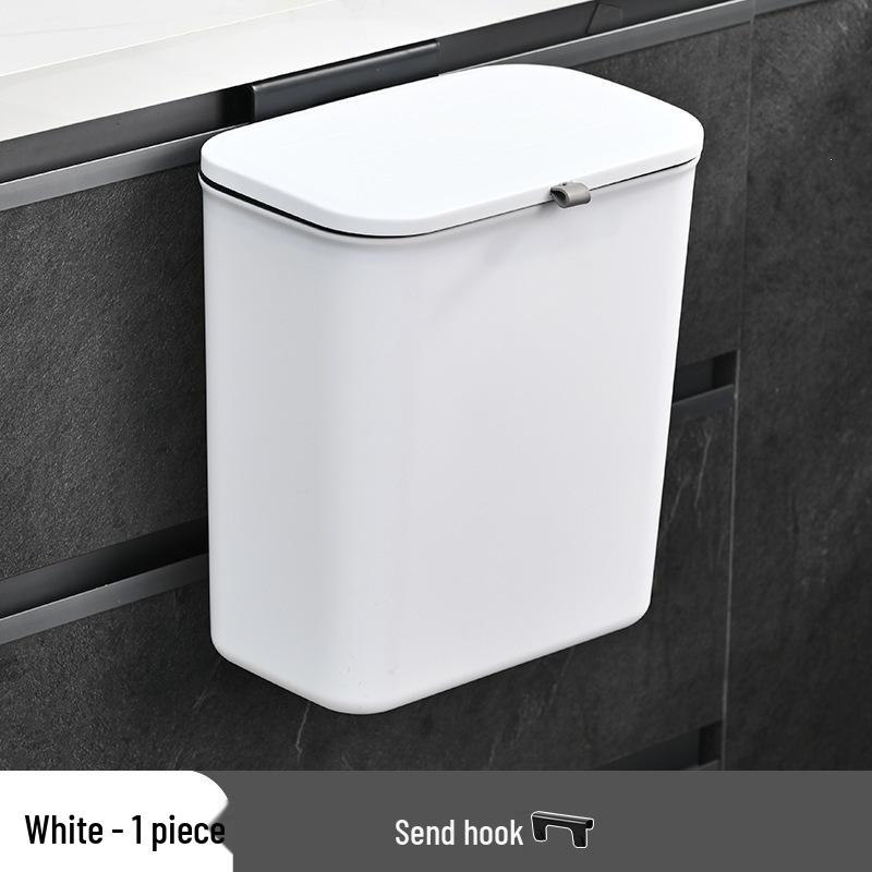 Large Wall-Mounted Plastic Trash Can with Lid for Kitchen, Bathroom, or Office