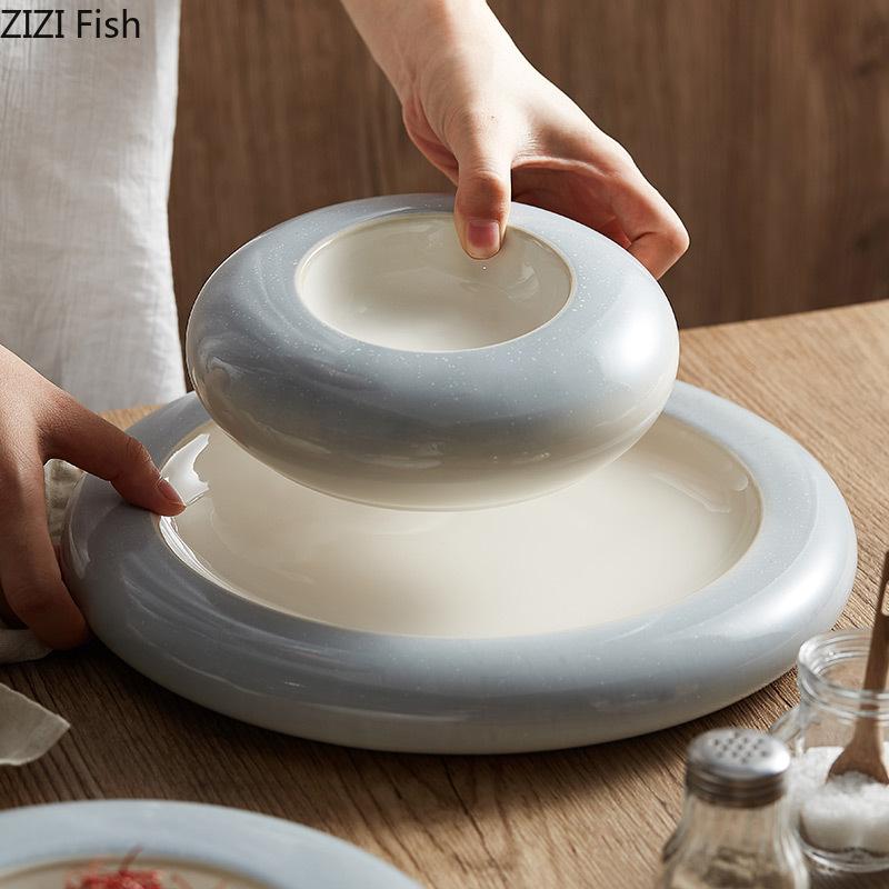 BRIsolierte Platte Restaurant Molekulare Küche Dim Sum Dessertteller Zuhause Kreativer Keramiksalat-Steakteller KüchentischgeschirrEY
