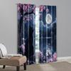 2pcs   Curtains Cherry Blossom Black Cat Machine Washable Polyester (without rod) Thermal Insulation   and Room Darkening