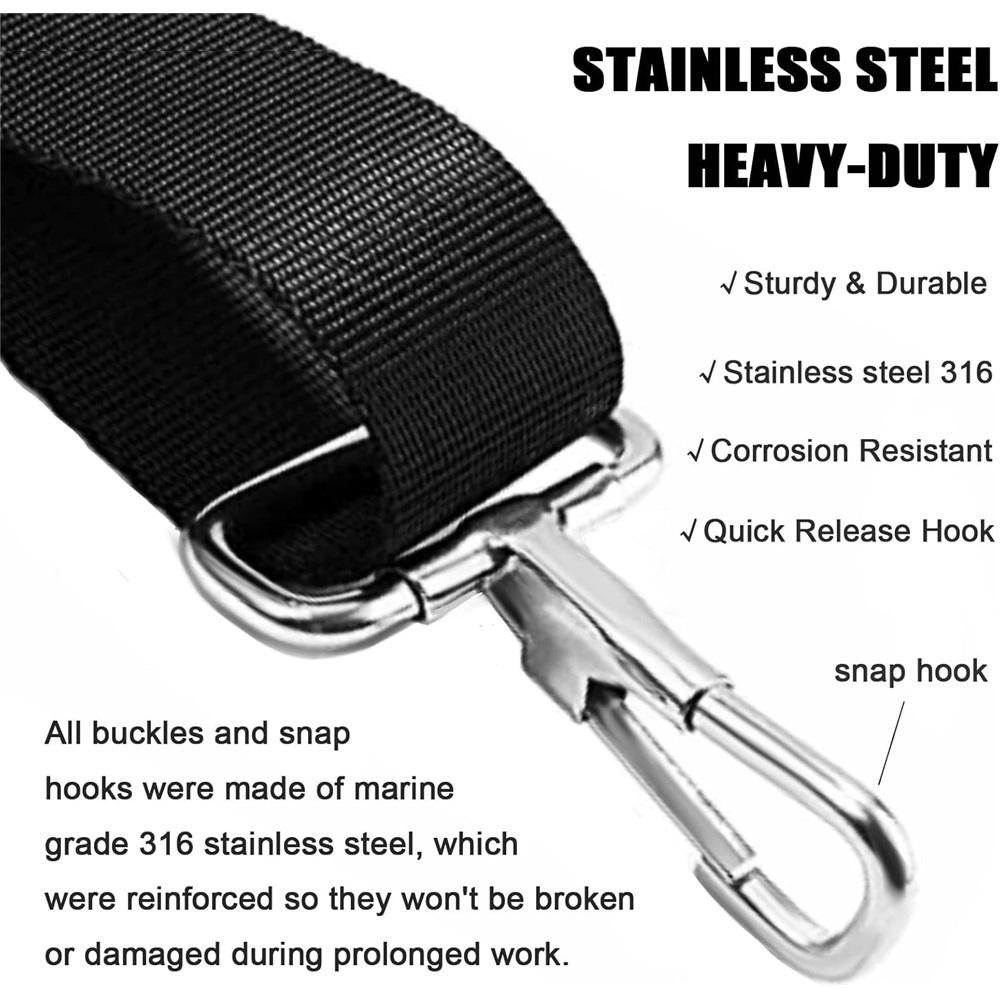 2-Piece Adjustable Bimini Boat Top Strap With Double Head Snap Hook, Heavy Duty Canopy Strap 28“-60” Boat Nylon Bimini Boat Top Strap