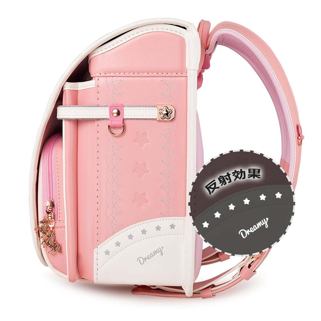 Latest Unicorn Model School Bag for Elementary School Premium Synthetic Leather and Pearl Reflective Metal Transparent Warranty Coulomb's Girls,