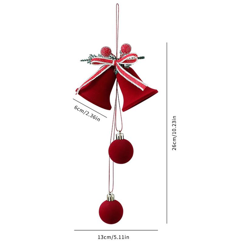 

1 шт. Рождественские колокольчики для витрины с флокированным покрытием, красное флокированное рождественское подвесное украшение