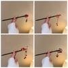 Fashion Retro Red Hair Stick Ancient Style Chinese Hairpin Headwear Red Rose Fringe Hairpin  Women