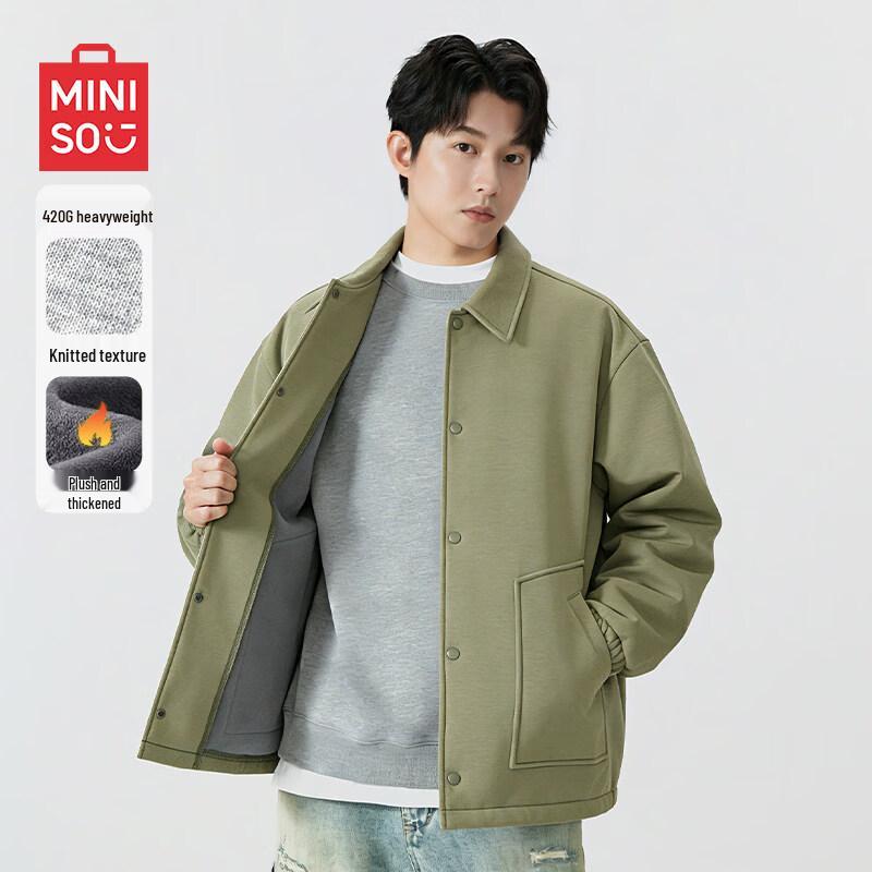 

MINISO Men s Winter Fleece-Lined Casual Jacket 2XL