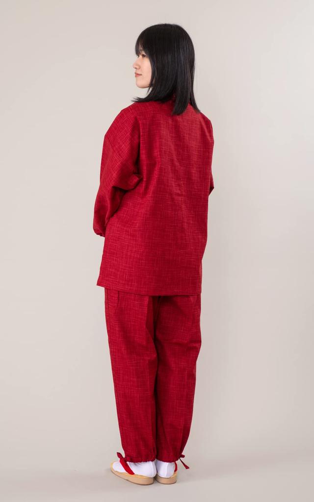 Aiai Solid Made In Japan Women's Samue, Tsumugi-style Color, (Dark Red)