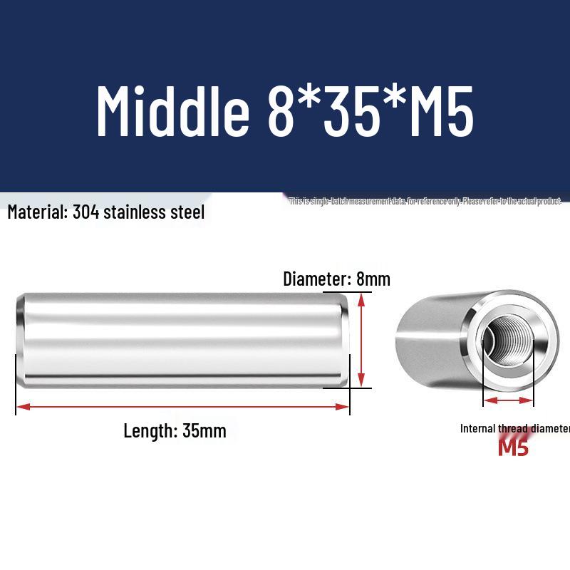 Pin Cilindric din Oțel Inoxidabil 304 cu Filet Interior M4/M6/M8 și Orificiu - Coloană de Suport și Ghidare