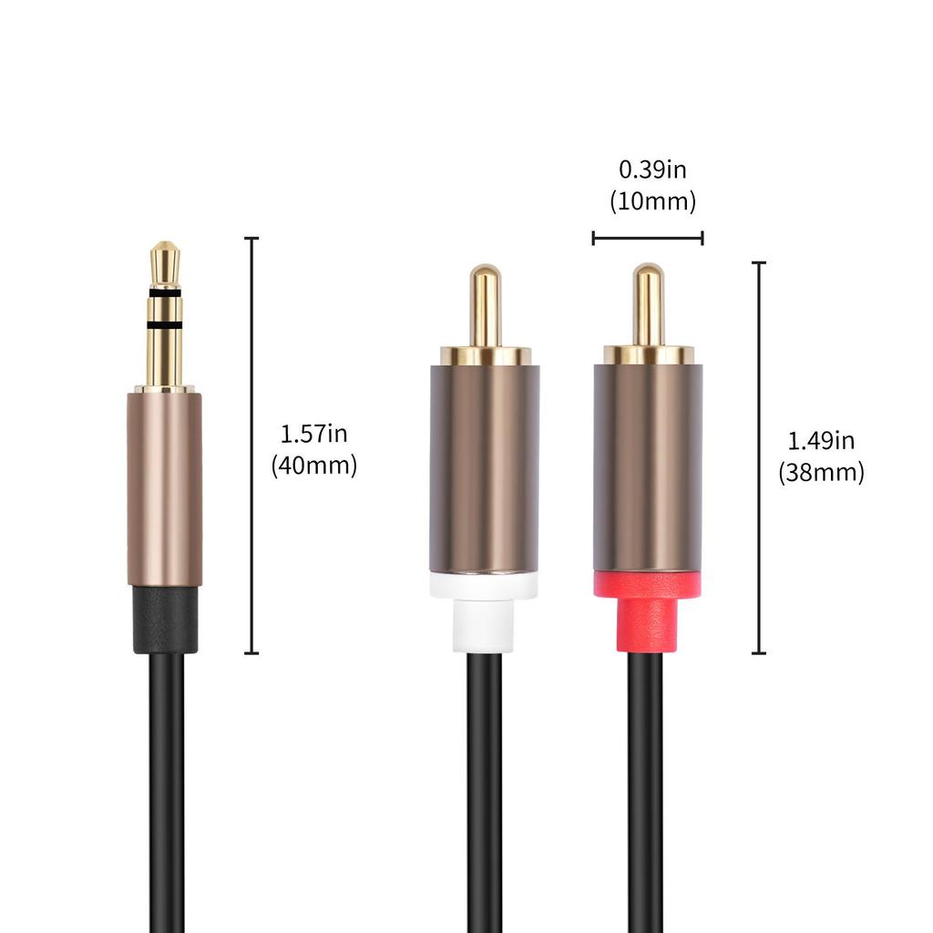 Gunmetalgraues Aluminiumlegierungs-Stereo-Audiokabel, 3,5 mm auf Doppel-Cinch, sauerstofffreies Kupfer, mobiles Verstärkerkabel