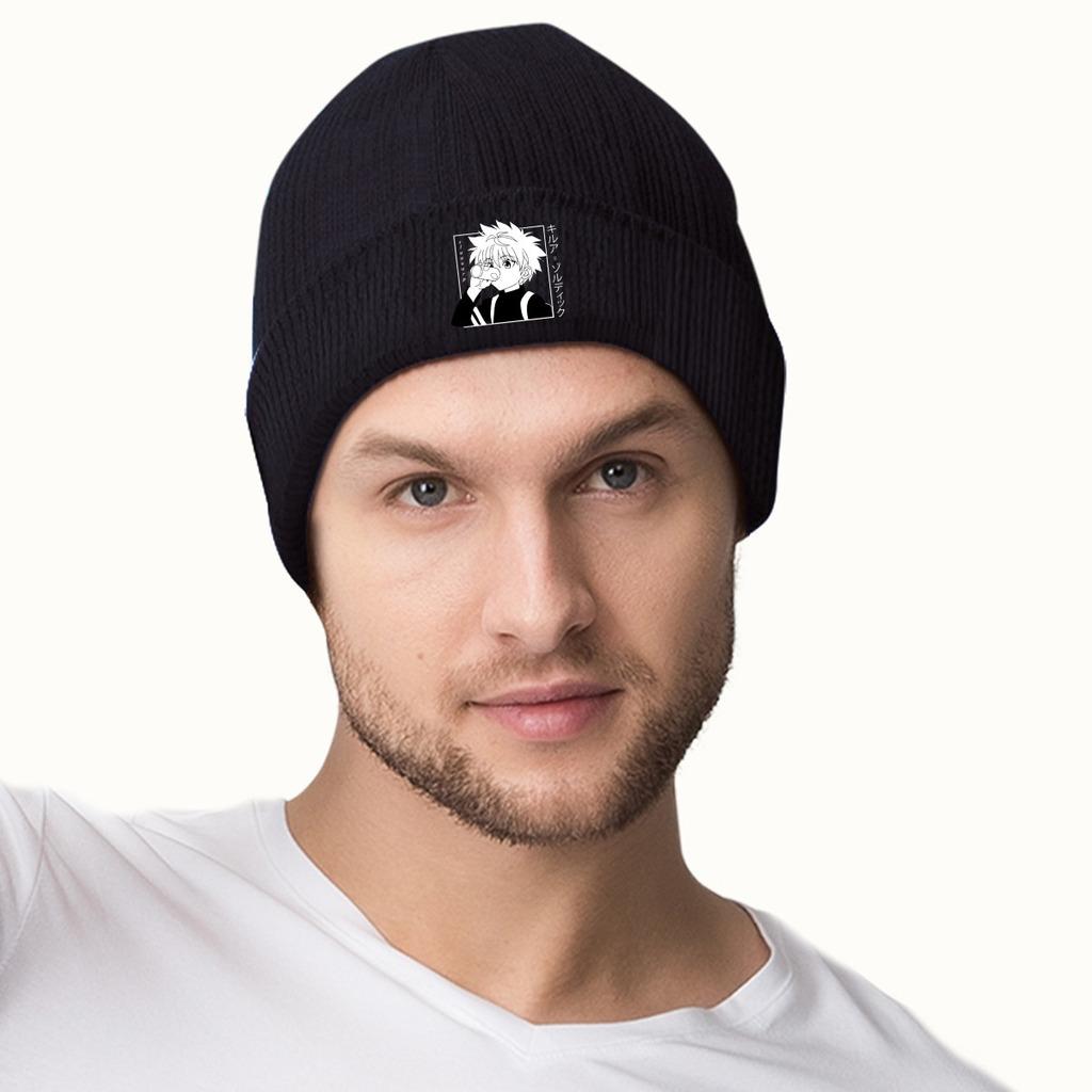 Kawaii Hunter X Hunter Killua Zoldyck Pletená čepice pro ženy Unisex Skullies Čepice Zimní čepice HXH Anime Manga Casual Cap