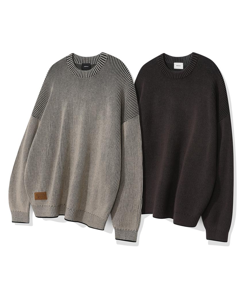 BEENTRILL Hashtag Basic Two-Tone Knit (Charcoal)
