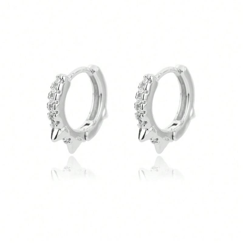 1Pair Punk Spike Rivet Hoop Earrings for Women Stainless Steel Huggie Earrings Ear Cuff Piercing Earring Gothic Jewelry Accessories