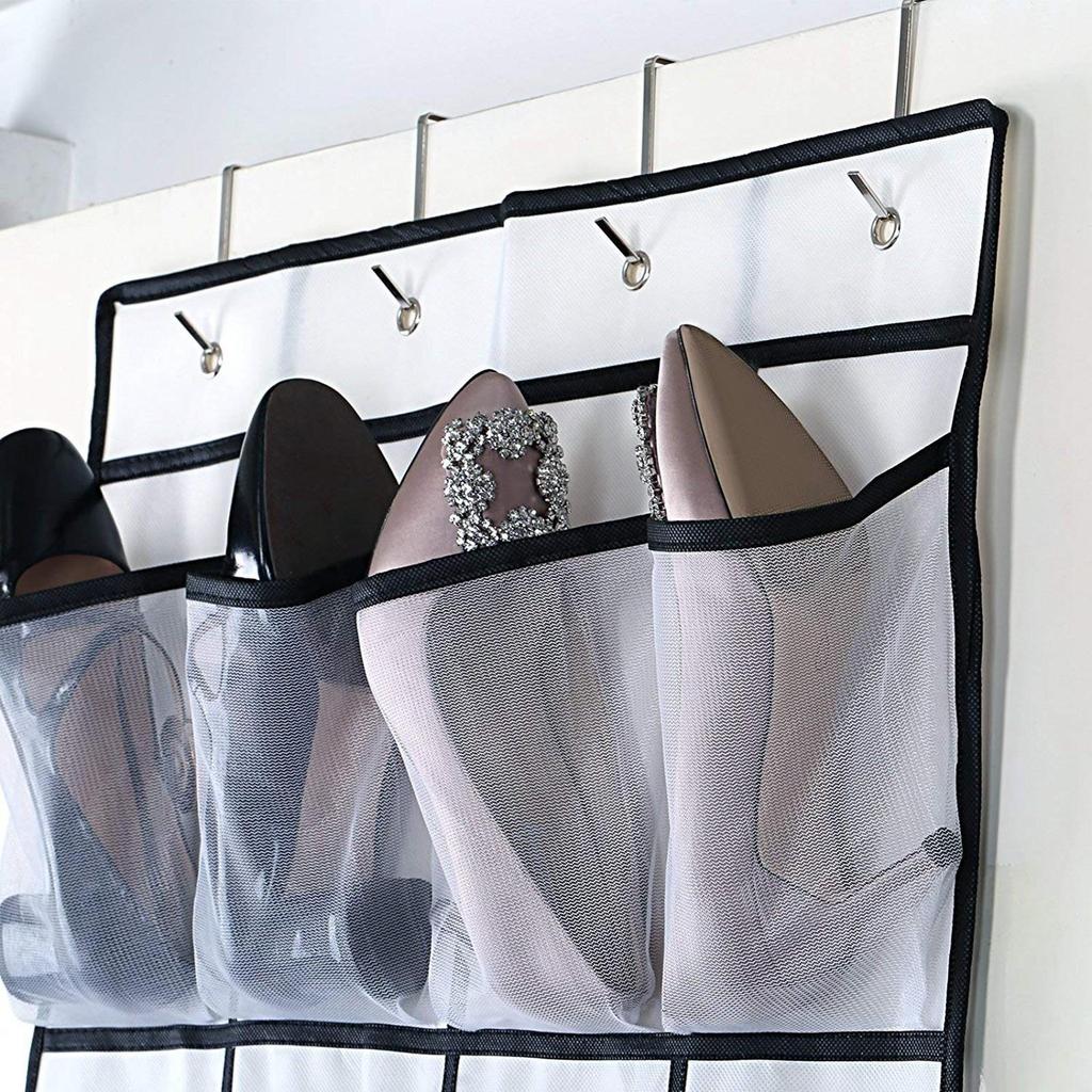 Wisząca szafka na buty 24 siatkowe kieszenie Szafka na buty Szafa do przechowywania z 4 metalowymi haczykami