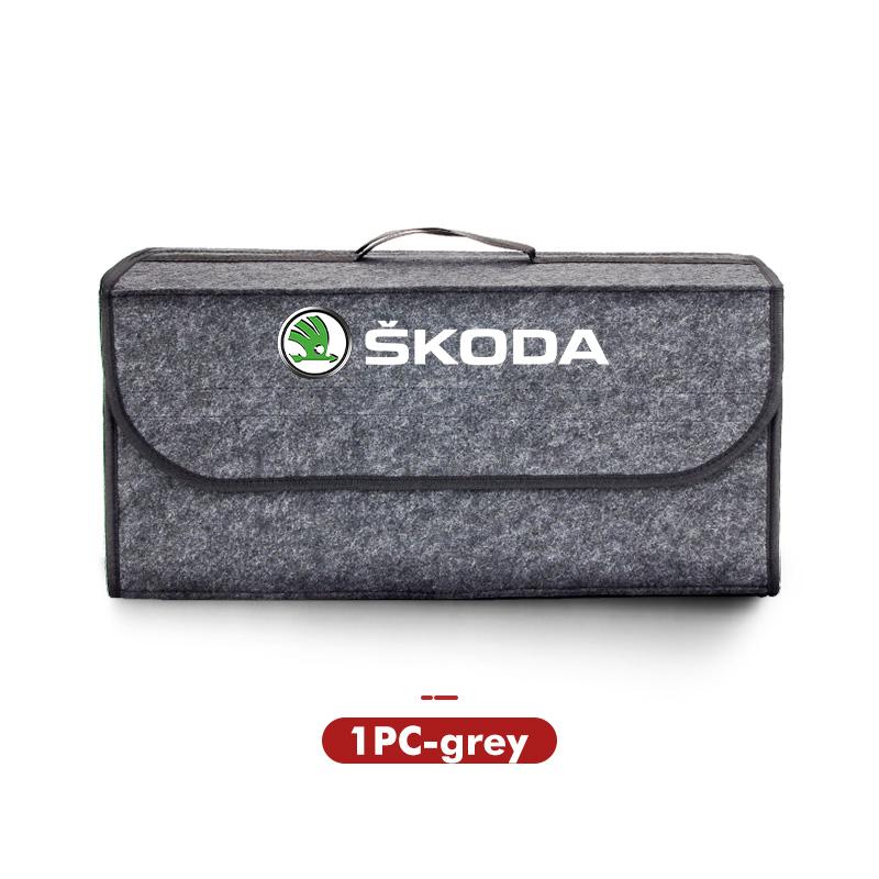 For Skoda Car Logo Trunk Storage Box Large Capacity Tool Organiser Bag Accessories S Kodiaq Octavia 2 3 Yeti Karoq Rapid Fabia