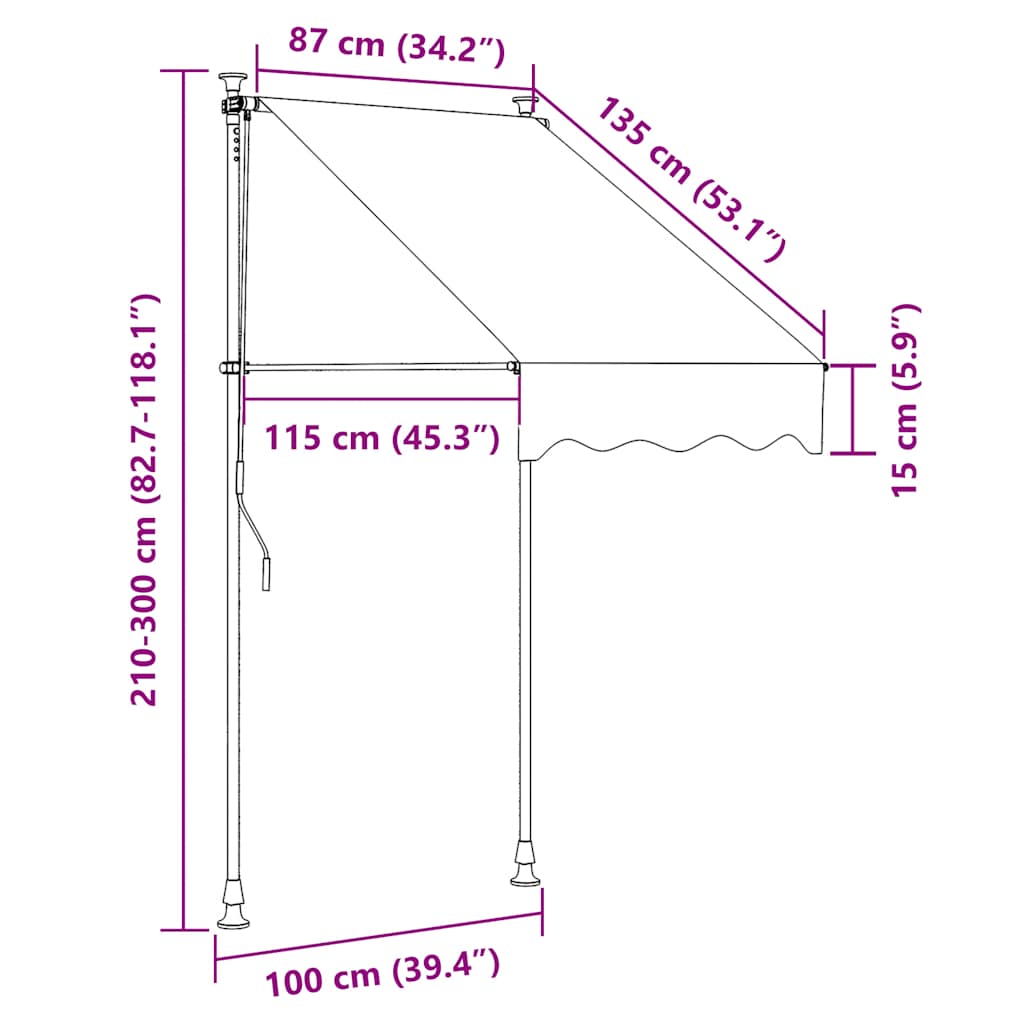 Vidaxl Markiza Zwijana Ręcznie, 100 Cm, Żółto-Niebieskie Pasy