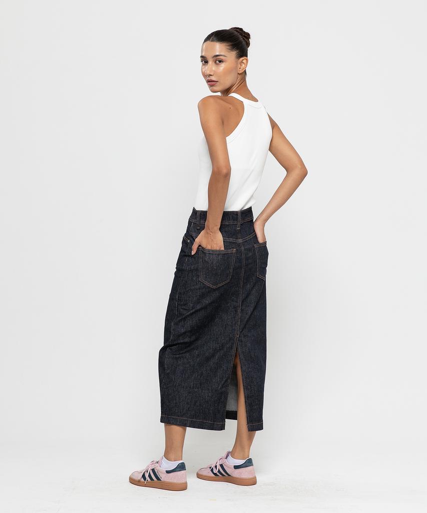Chambros Women'S Basic Cotton Denim Long Skirt [Indigo]