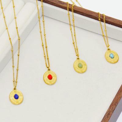 Indonesian Sunstone Necklace: Women's Luxurious Titanium Steel Clavicle Chain