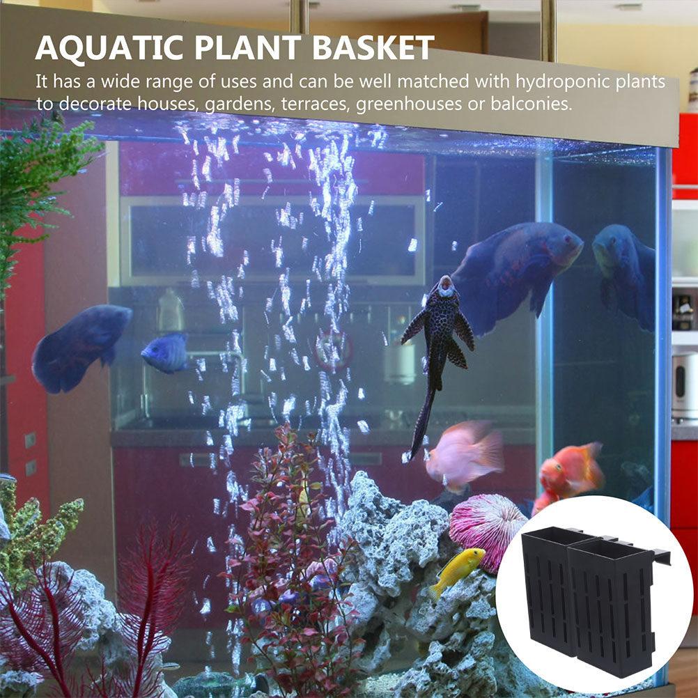 2Pcs Aquarium Plant Holder Hanging Plastic Aquatic Plant Pot Suitable for Fish Tank Planting Basket Home Garden Aquarium