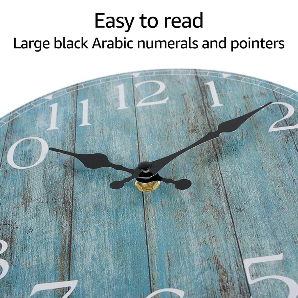 Wall Clock Kit Wooden Hanging Clock 10inch Silent Non-Ticking Clock Decor Retro Round Battery Operated Hanging Clock For Home