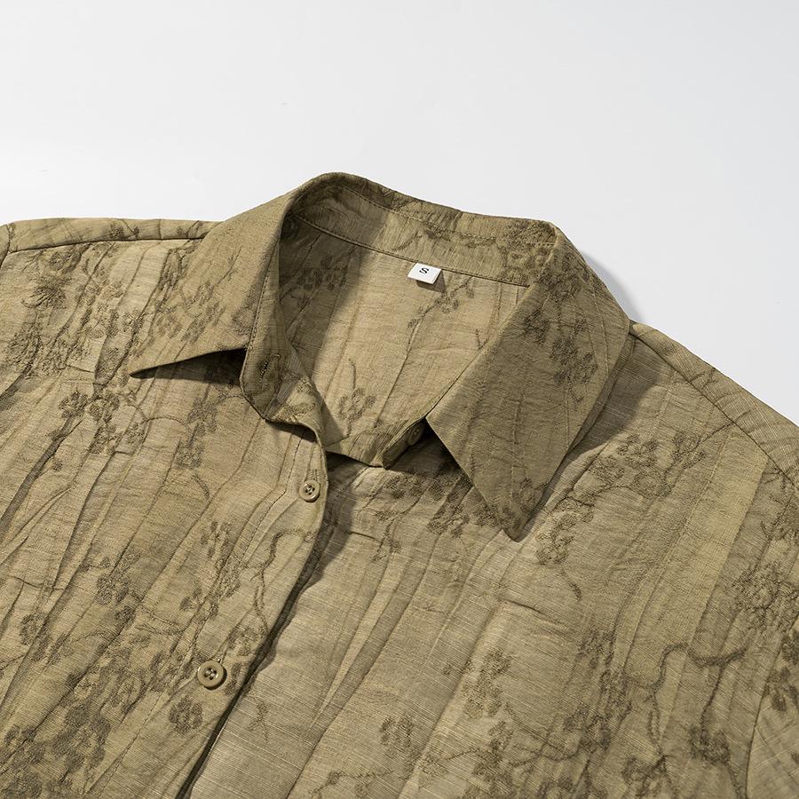 Europäisches & Amerikanisches Damen Jacquard Lockeres Hemd und Lässige Hose Zweiteiliges Set