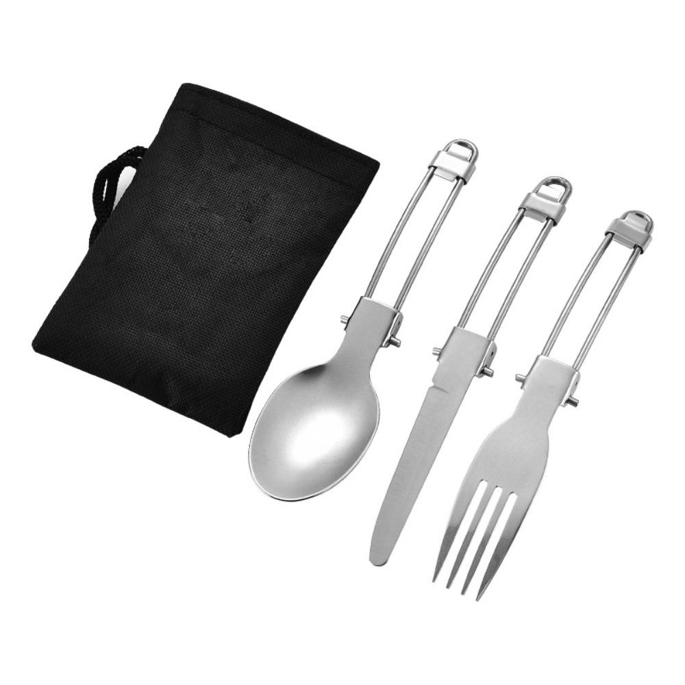 

Aluminum Alloy Outdoor Camping Cooking Utensils Folding Spoon Tourist Tableware Set Hiking 3pcs