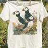 Maglietta Uccelli Puffino Retrò, Regalo per Amanti dei Puffini, Maglietta Uccelli Costieri, T-shirt Uccelli Marini, Maglietta Fauna Selvatica Vintage, Regalo Abbigliamento Natura