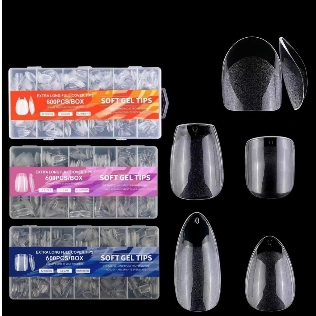 Ultra-Short Trapezoid Almond Nail Tips - Dual-Use, Full & Half Cover, Ultra-Thin, Seamless Design